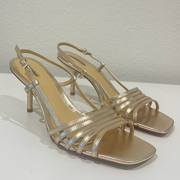 REFORMATION Elsie Slingback Gold Heels Sandals size 9.5 - Picture 5 of 16